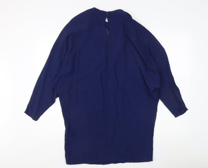 Reiss Women's Blue Tunic Blouse, Size 12, Relaxed Fit