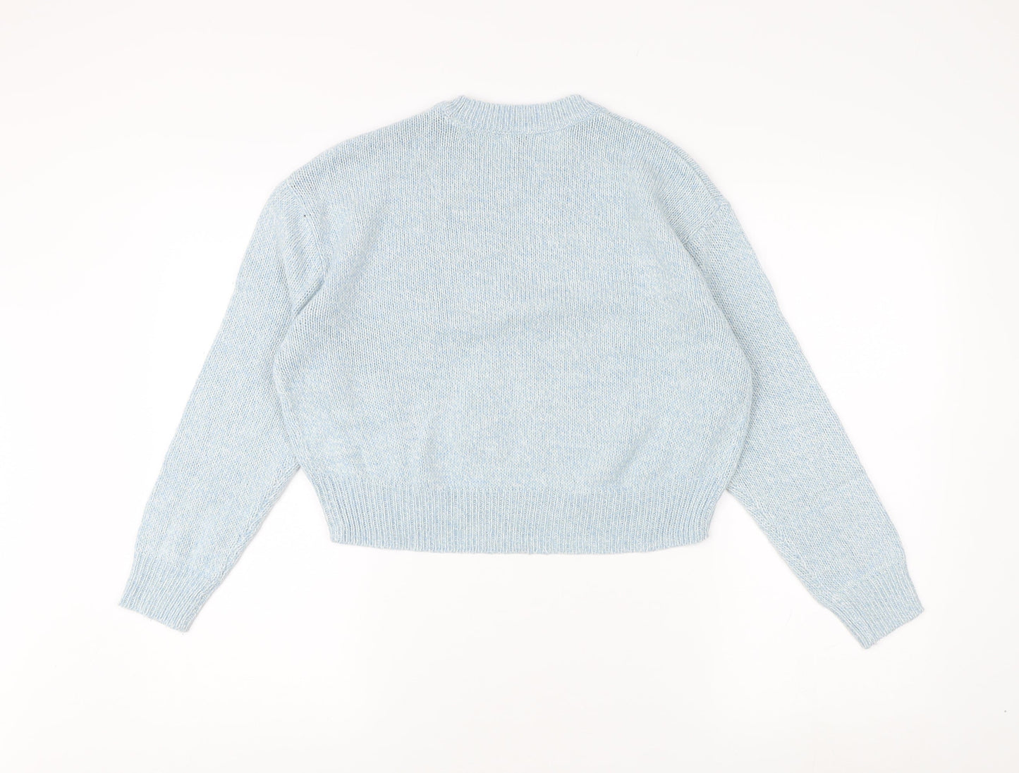 H&M Women Blue XS Crew Neck Acrylic Pullover Jumper