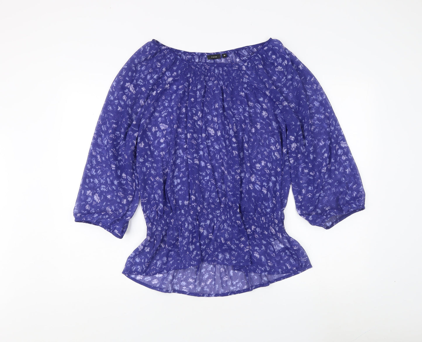Fransa Women's Blue Floral Tunic Blouse M