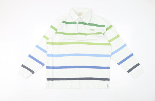 Cotton Traders Men's M Striped Pullover White