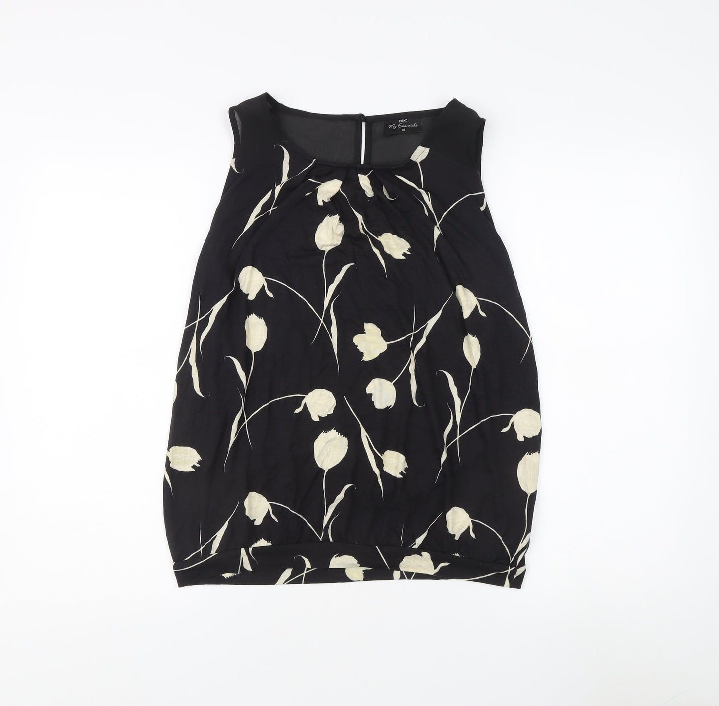 Next Women's Black Floral Tunic Blouse Size 10
