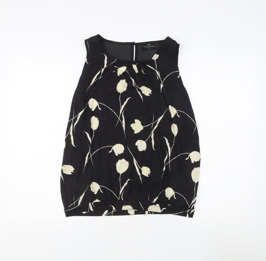 Next Women's Black Floral Tunic Blouse Size 10