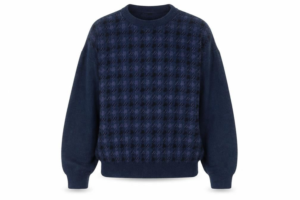 Farah Men's Blue M Check Pullover Jumper
