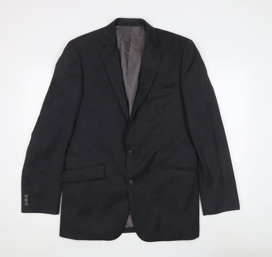 Jeff Banks Mens Grey Wool Blazer, Size 40, Regular Fit