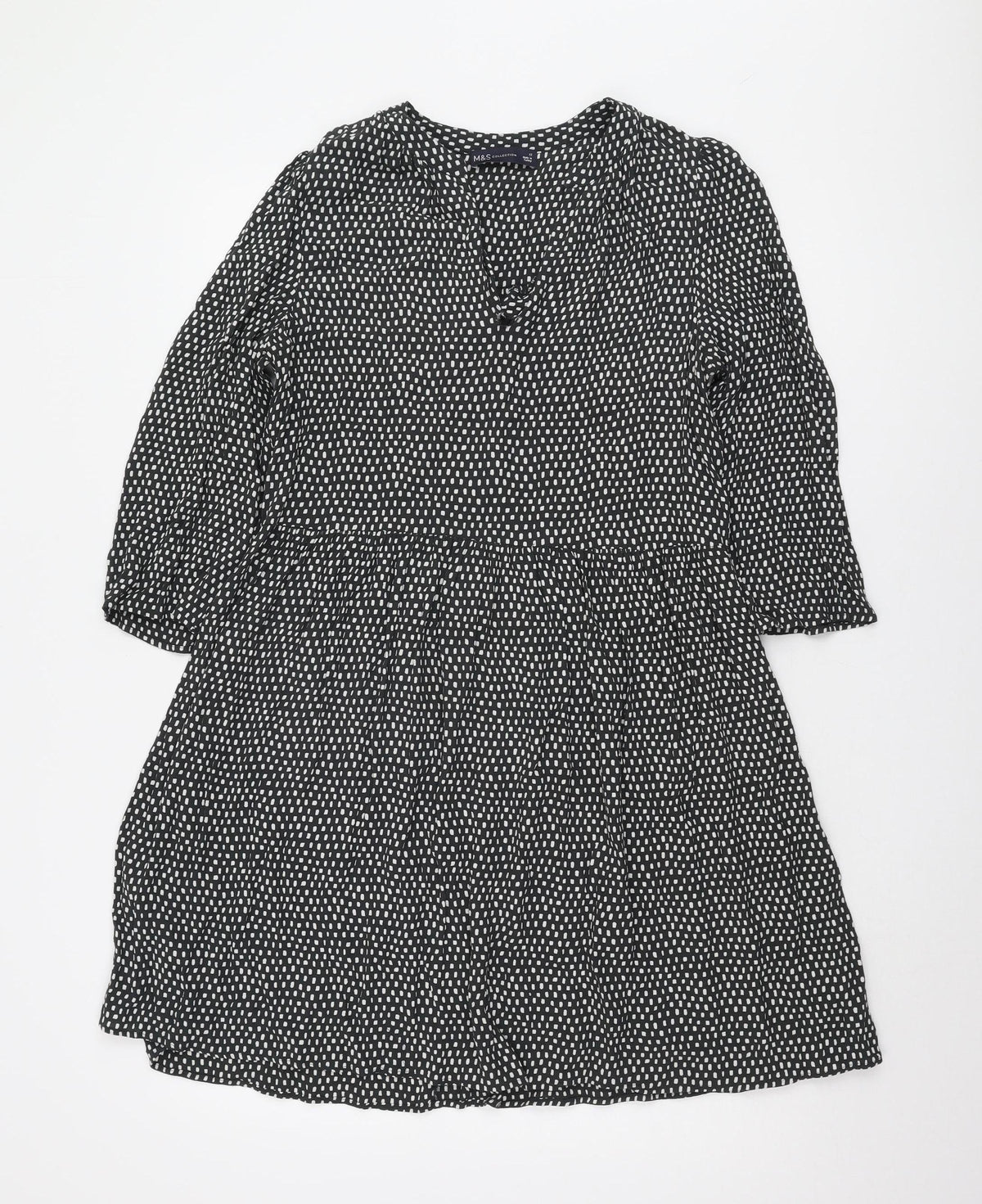 Marks & Spencer Black Geometric Women's Dress Size 12