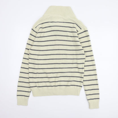 H&M Men’s Beige Roll Neck Striped Pullover - Size L