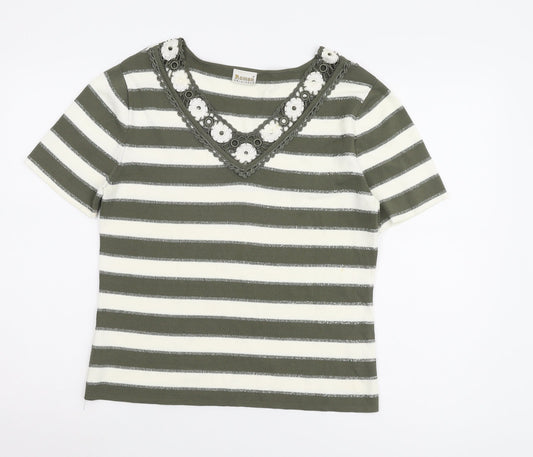 Roman Originals Women's Green Striped T-Shirt M