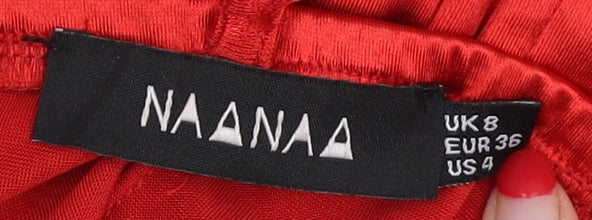 Naanaa Women's Red Sleeveless Party Dress Size 8