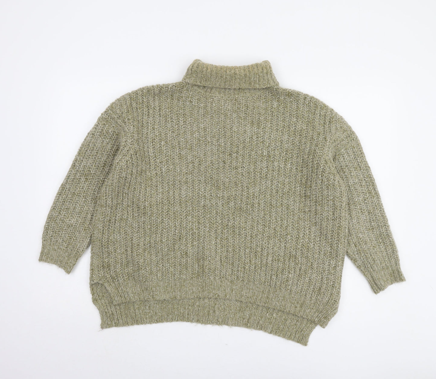 Zara Women’s Green Roll Neck Chunky Knit Jumper Size 5