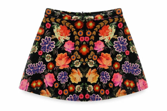 MINKPINK Women's Multicoloured Floral Velvet Skirt M