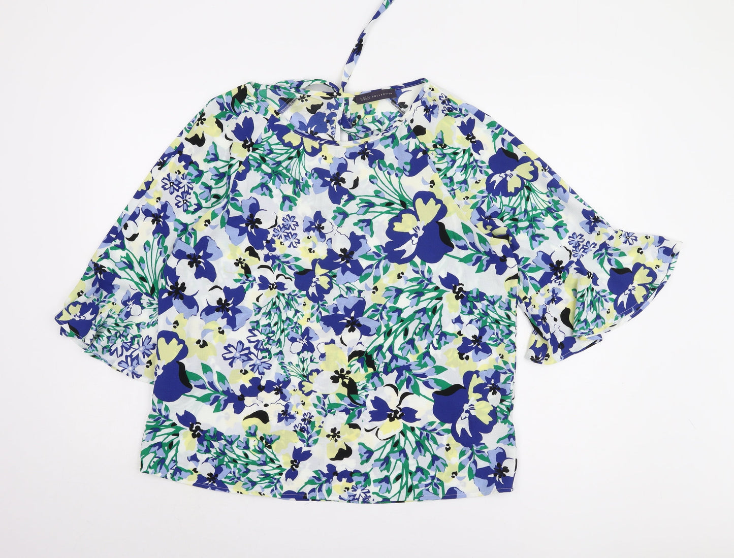 Marks and Spencer Women's Blue Floral Kimono Blouse 14