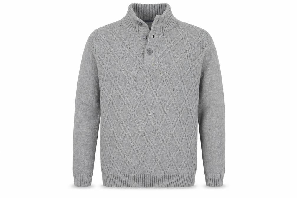 Cotton Traders Men’s Grey 2XL Henley Jumper