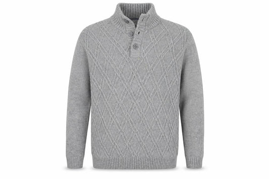 Cotton Traders Men’s Grey 2XL Henley Jumper