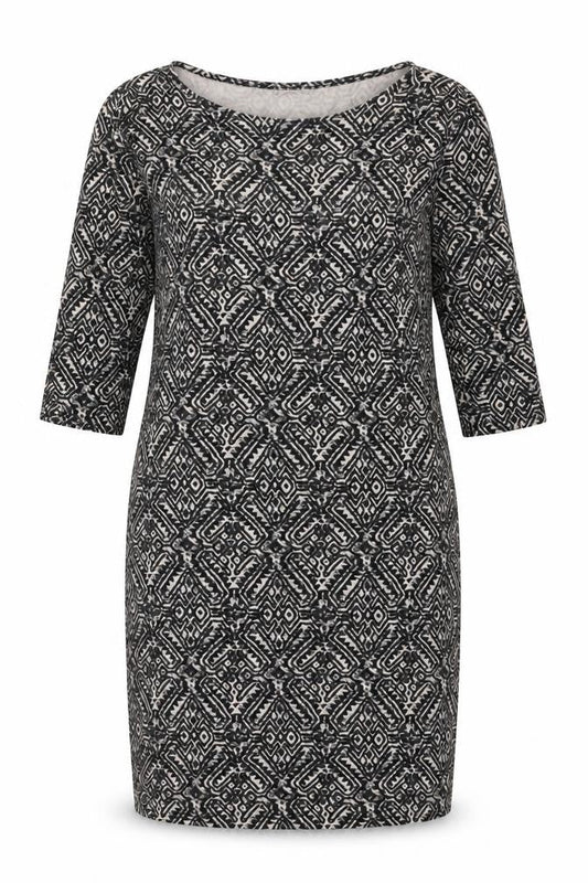 River Island Women's Black Geometric Sheath Dress, Size 16