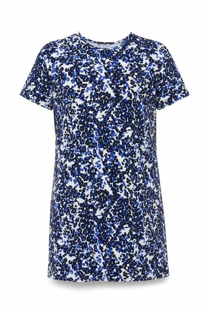 Marks & Spencer Blue Animal Print Shift Dress - Size 10