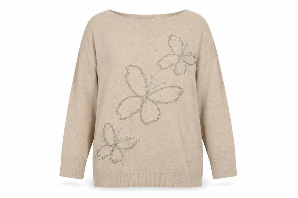 Wallis Women's Beige Butterfly Jumper, S, Casual Knit