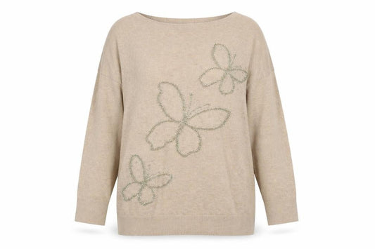 Wallis Women's Beige Butterfly Jumper, S, Casual Knit