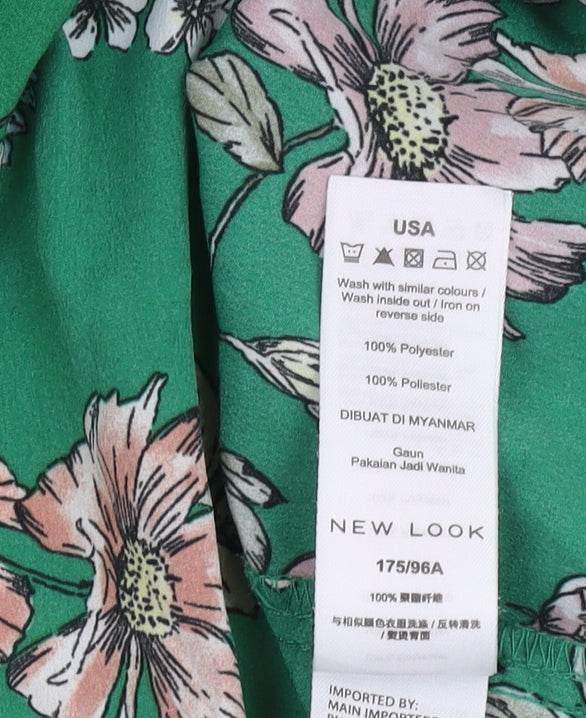 New Look Women's Green Floral Dress Size 14