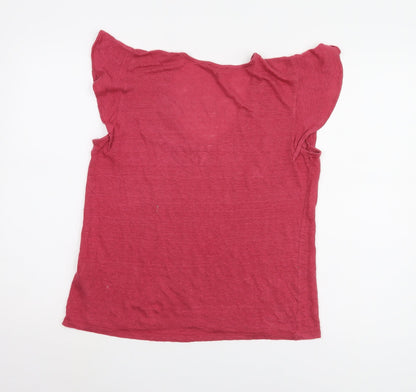 Back view of Massimo Dutti Women's Red V-Neck T-Shirt, size 12
