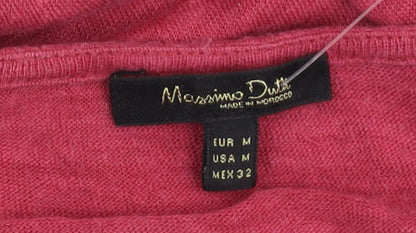 Close-up detail of Massimo Dutti Women's Red V-Neck T-Shirt, size 12