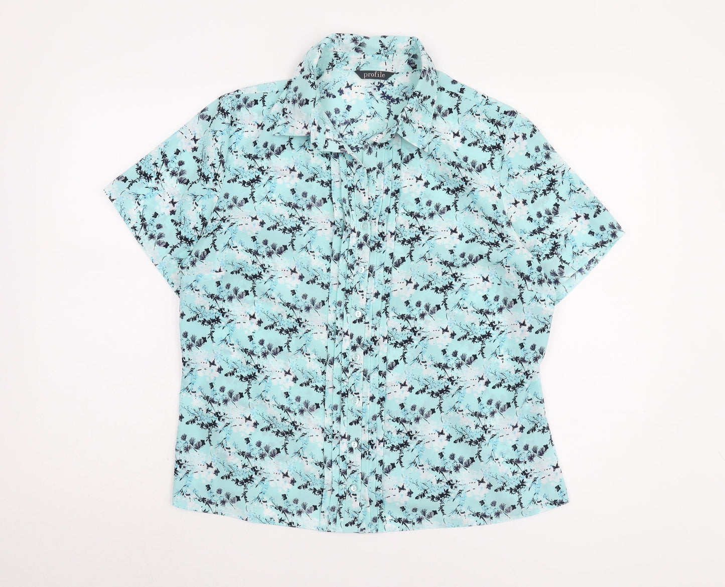 BHS Women's Blue Floral Button-Up Shirt Size 16