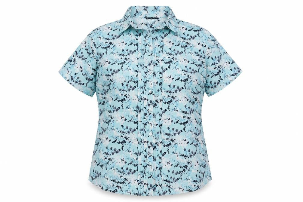 BHS Women's Blue Floral Button-Up Shirt Size 16