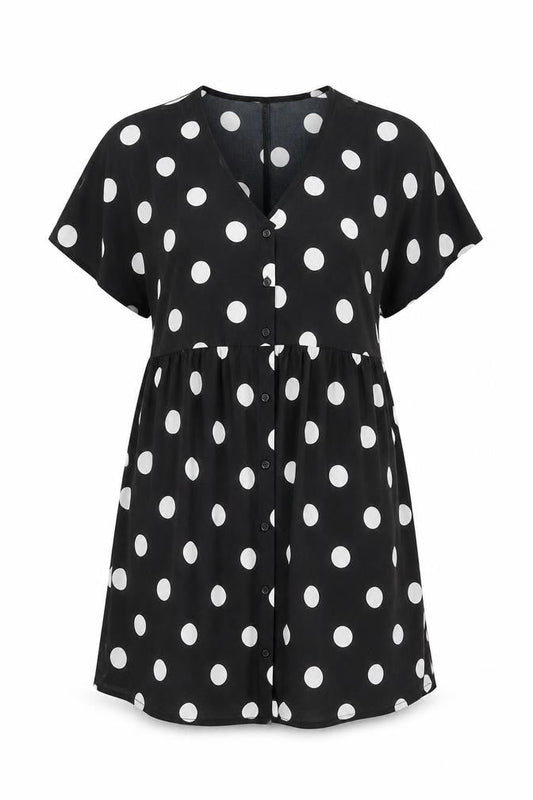 Boohoo Women's Black Polka Dot Shirt Dress Size 10