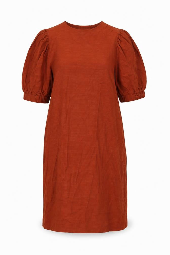 Next Women's Brown Puff Sleeve Dress Size 14