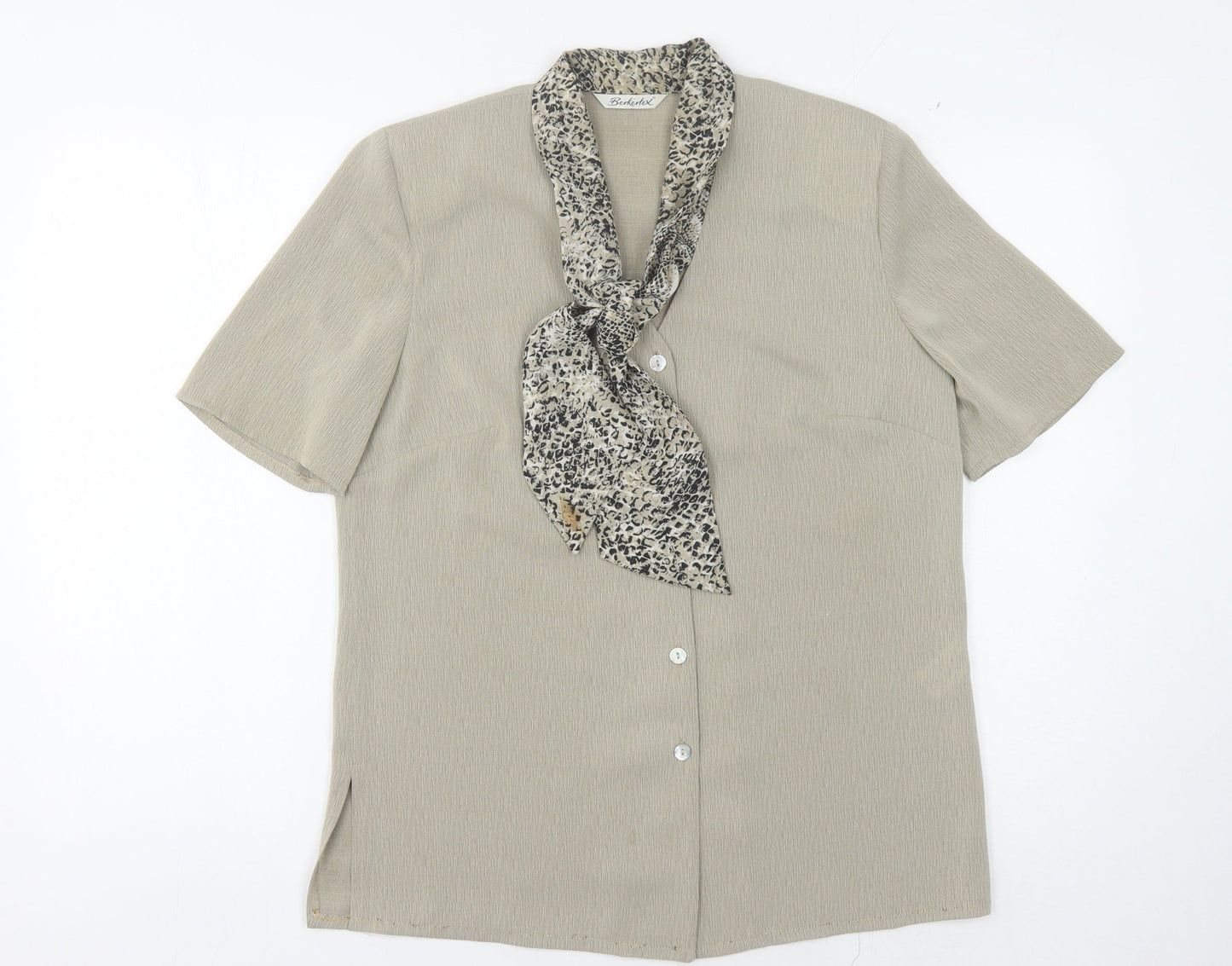 Berkertex Women's Beige Blouse - Size 12, Collared