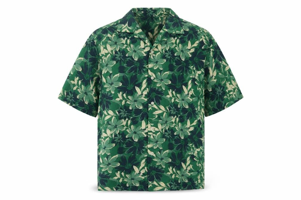 UNIQLO Men's Green Floral Short Sleeve Shirt S