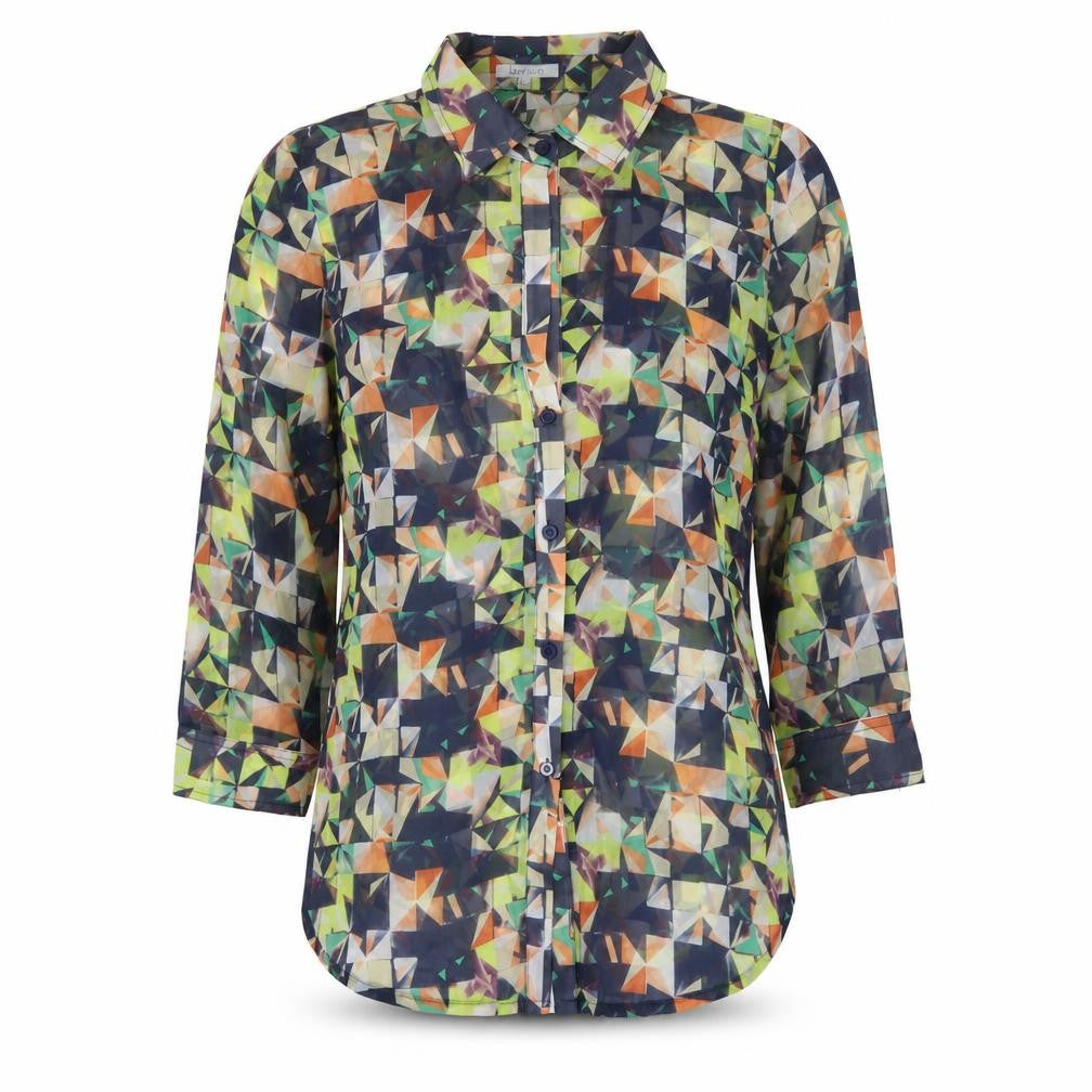 Lucy Paris Women's Geometric Multicoloured Button-Up L