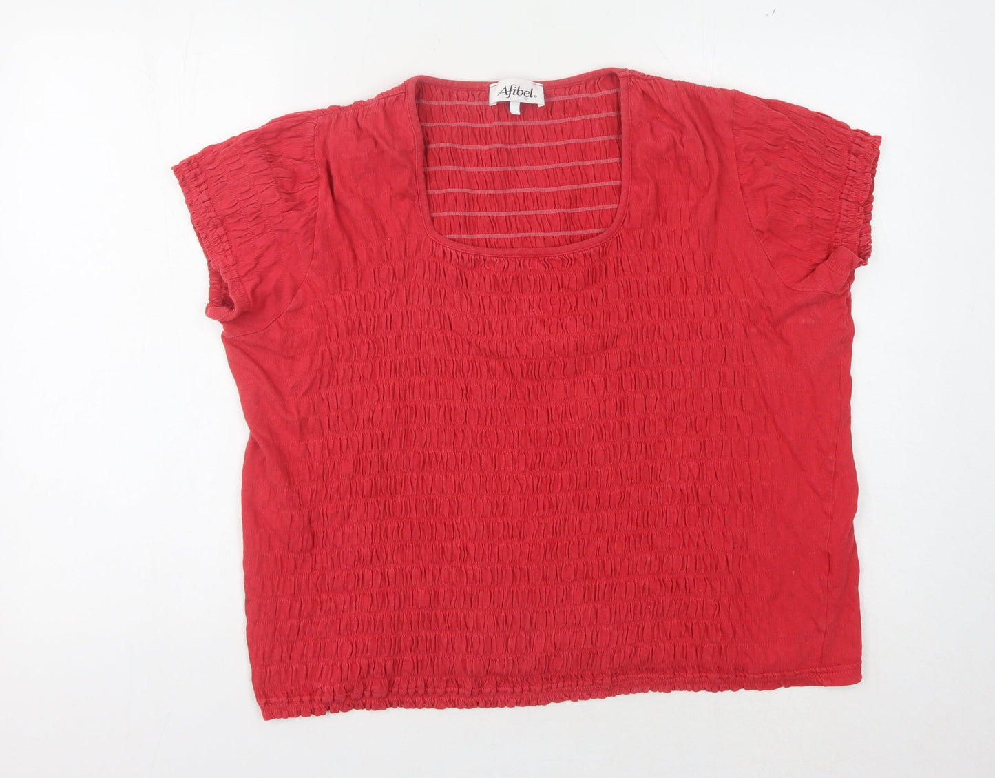 Afibel Women's Red Square Neck Relaxed T-Shirt