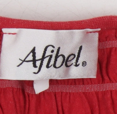 Afibel Women's Red Square Neck Relaxed T-Shirt