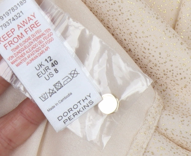 Dorothy Perkins Women's Ivory High Neck Blouse Size 12