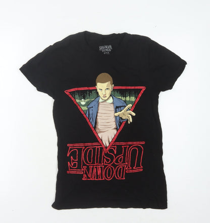 Preloved Stranger Things Unisex Black Graphic T-Shirt S - Front