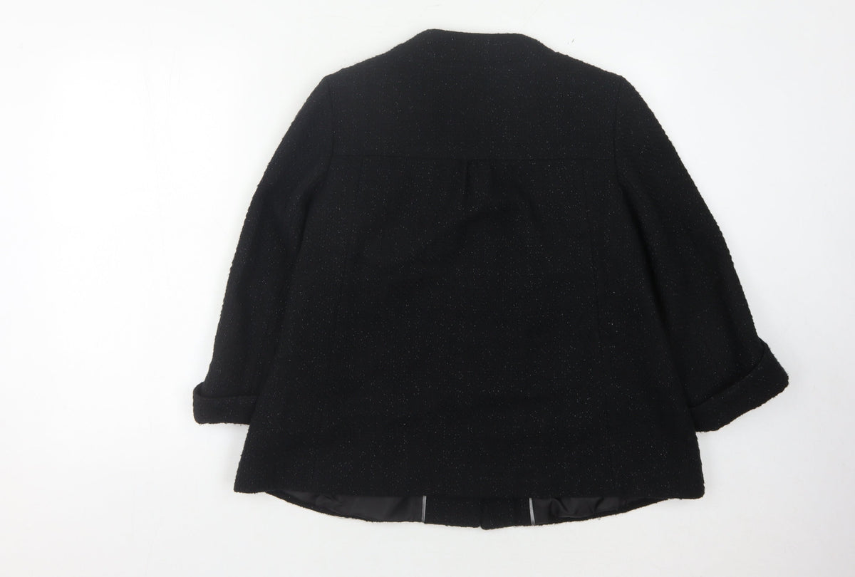 Klass Collection Women's Black Mid-Length Coat 3/4 Sleeve