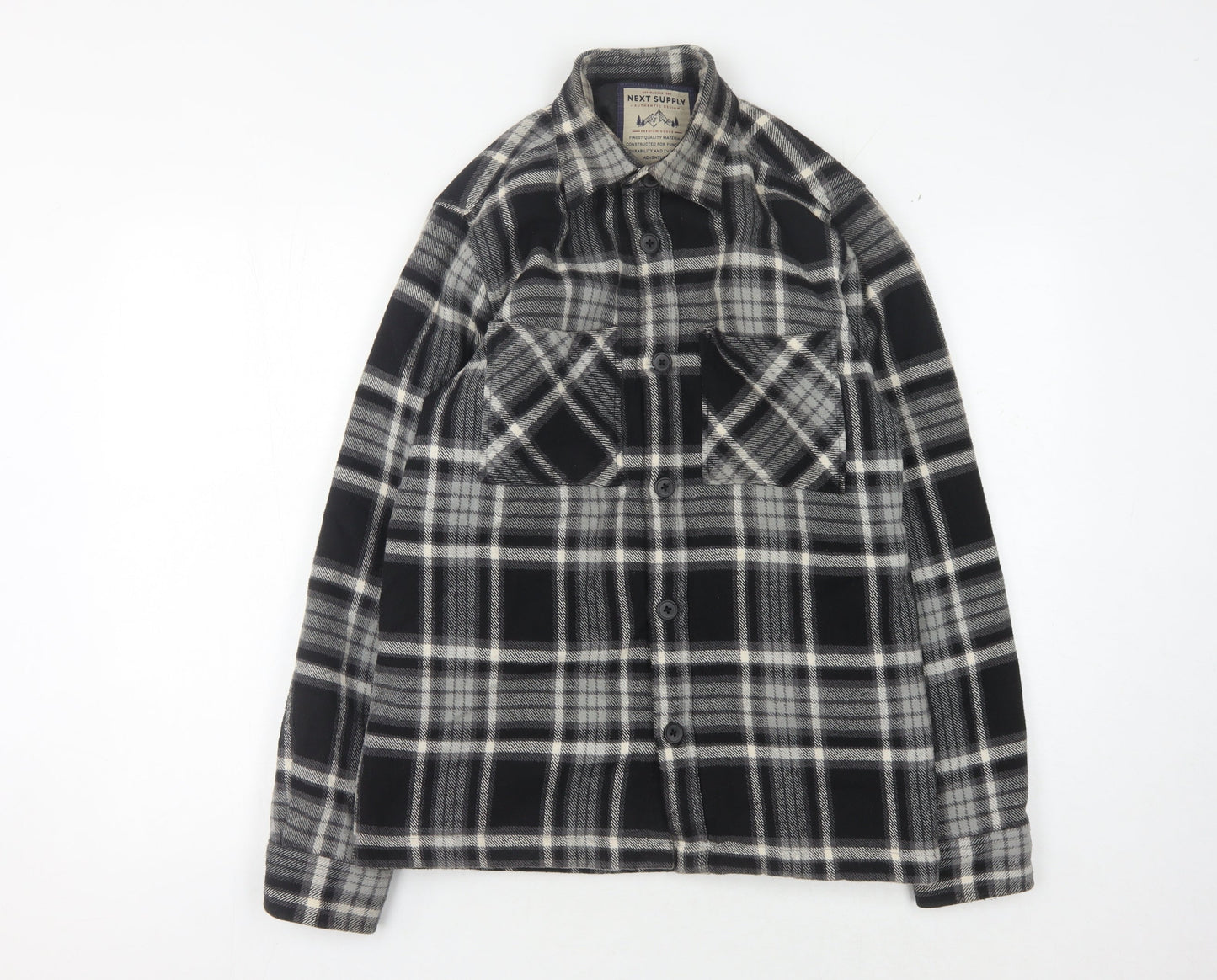 Next Men's Black Plaid Flannel Jacket S
