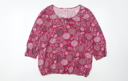 Women's Multicoloured Floral 3/4 Sleeve Top Size 14