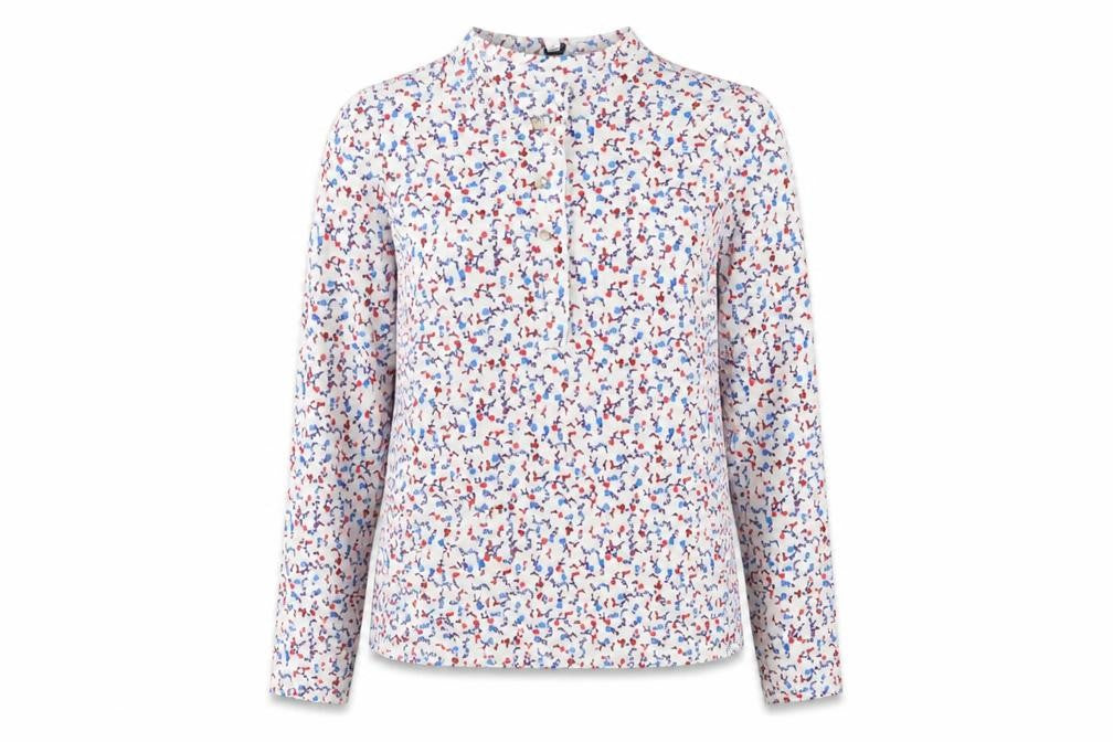 M&Co Women's Multicoloured Floral Mock Neck Top, Size 12