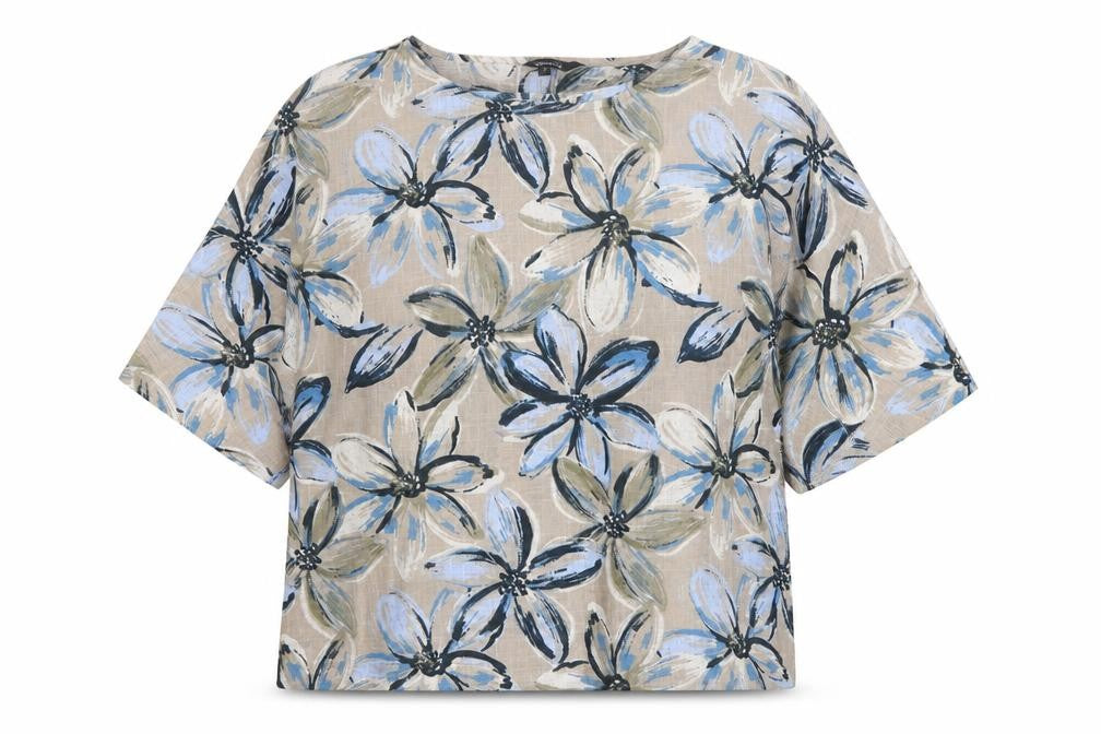 Bonmarché Women's Beige Floral 3/4 Sleeve Top