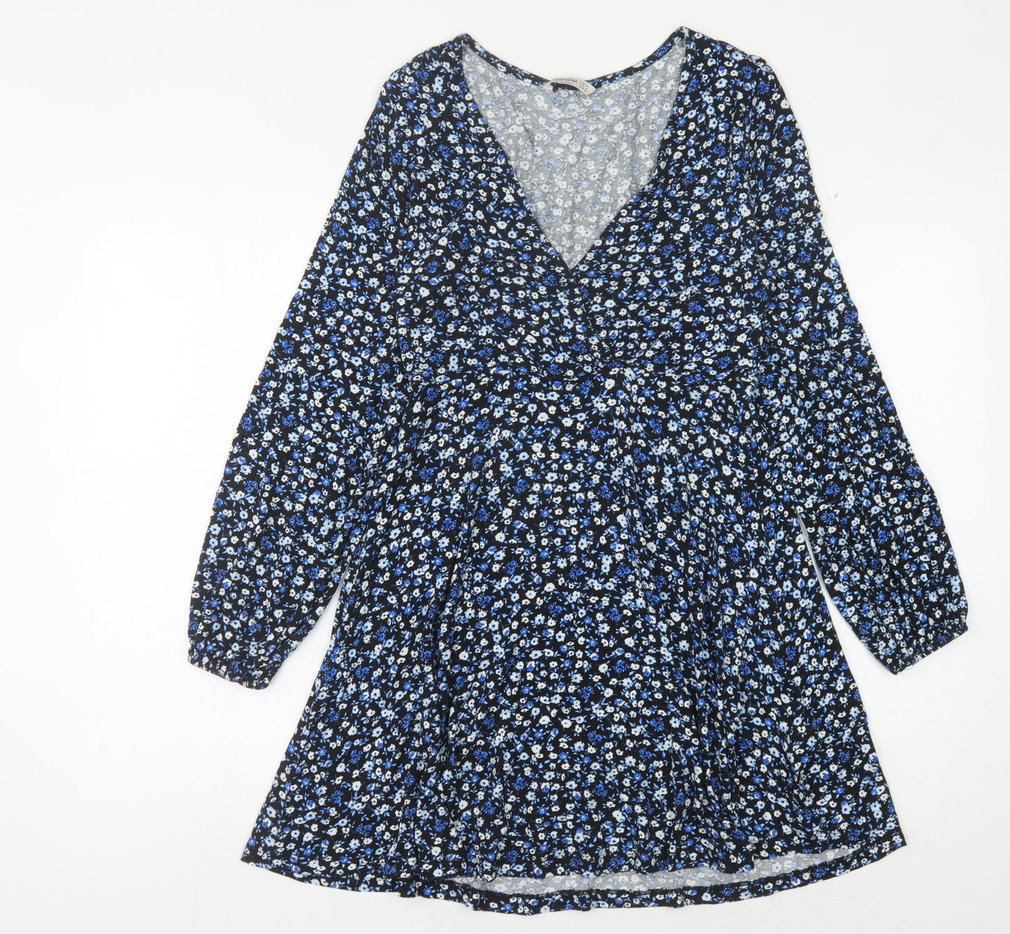 Stradivarius Women's Blue Floral Dress Size 12