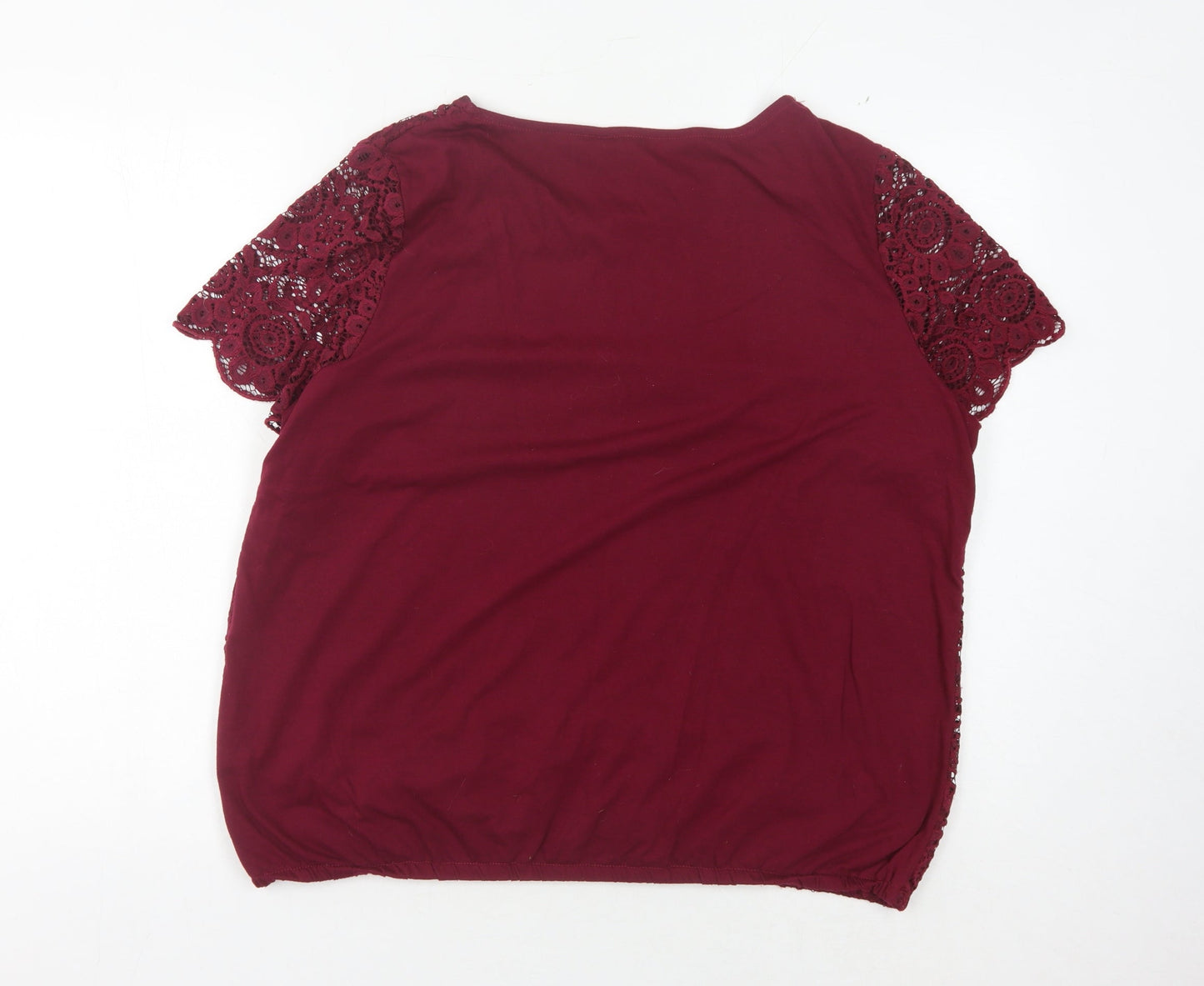 Bonmarché Women's Red Lace Blouse - Size 18 Chic