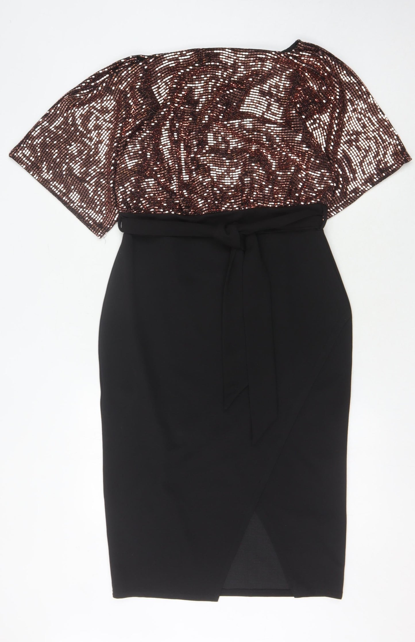 QUIZ Women's Black Sequin Pencil Dress Size 14