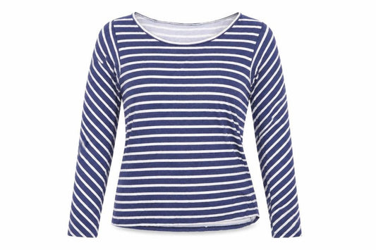 Betty & Co Women's Blue Striped T-Shirt, Size 10