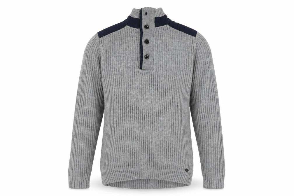 Jack & Jones Grey Men's Henley Jumper S