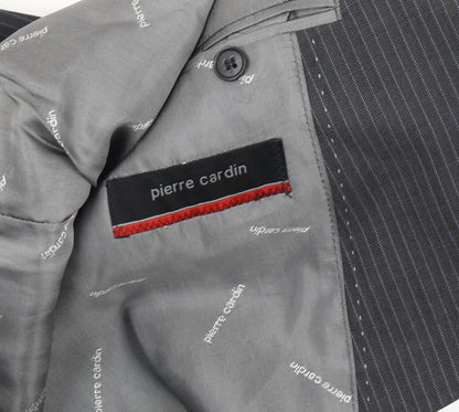 Pierre Cardin Men's Grey Striped 44 Short Suit Jacket