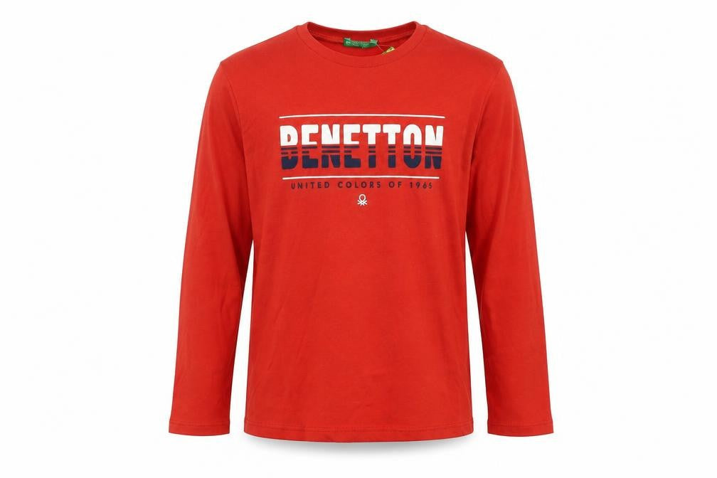 United Colors of Benetton Boys Red Graphic Long Sleeve T-Shirt, 9-10 Years