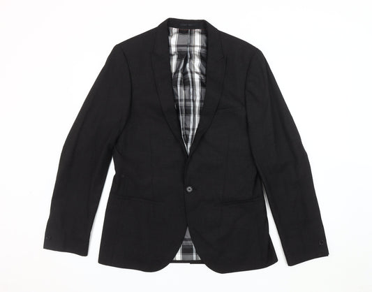 White Label Men Black Blazer Jacket 40R Regular Fit