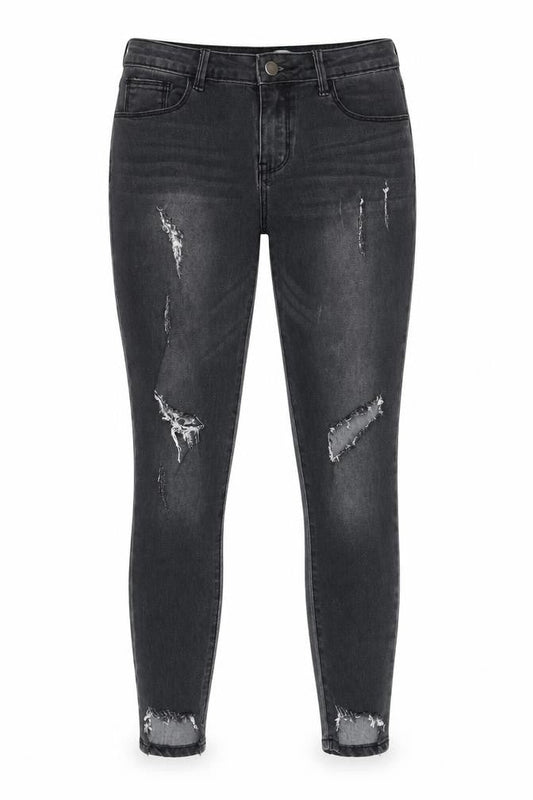 Fearlesss Women's Black Skinny Distressed Jeans Size 10