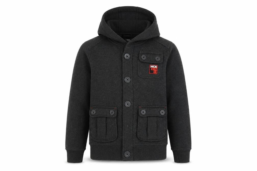 McKenzie Boys' Black Bomber Jacket, M, Hooded